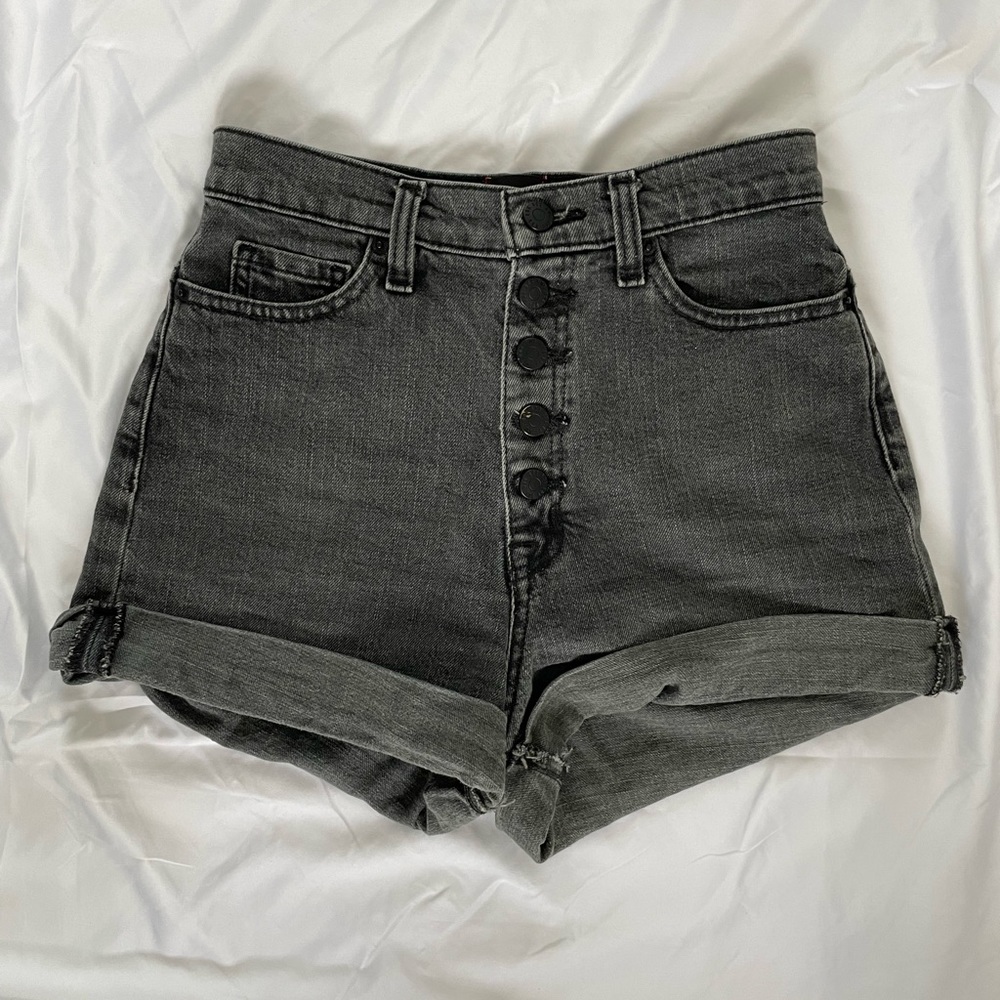BDG high-rise mom black denim shorts size 25